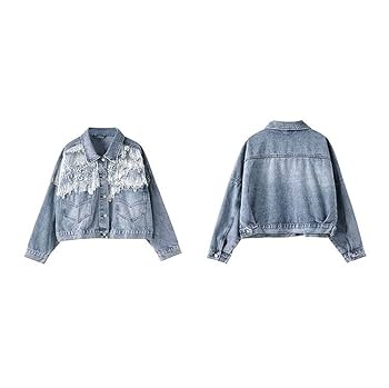 ジャケット・アウター Cord Embroidery Detail Denim Jacket Men Classic Embroidered Denim Jacket, Multi Zippered Retro